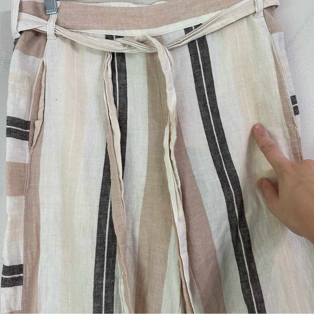 By Anthropologie Cropped Wide Leg
Linen Cotton Gauze Pant Neutral Stripe Size XS - Picture 7 of 13